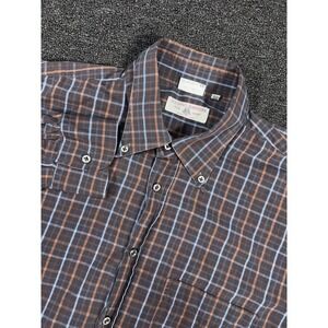 Luciano Barbera Shirt Mens XL Blue Check Button Down Long Sleeve Cotton Italy
